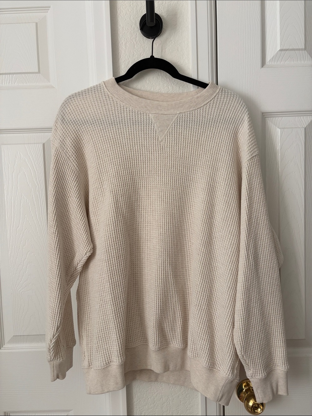 Aerie Waffle Crewneck Sweater - Cream